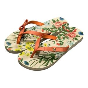 Tory Burch Women’s Floral Slip On Flip Flop Sandals Size 8